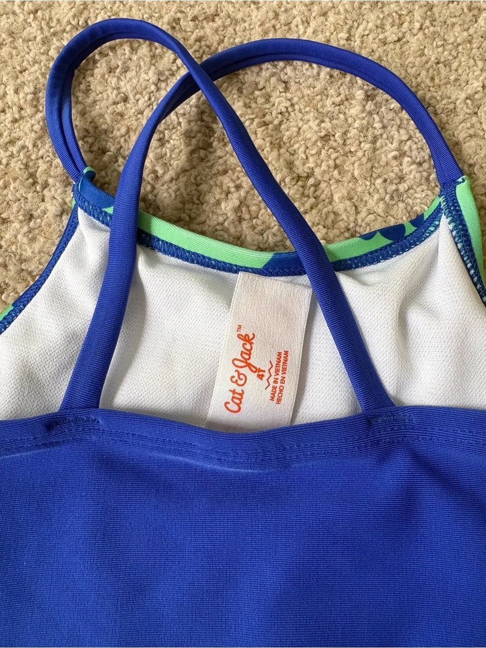 Cat And Jack Toddler Girls One Piece Swimsuit 4T Blue And Green Tropical